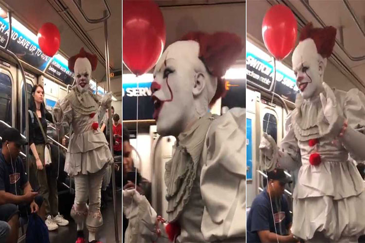 New york: Hombre se disfraza de Pennywise, el payaso de “It” para asustar (+video)
