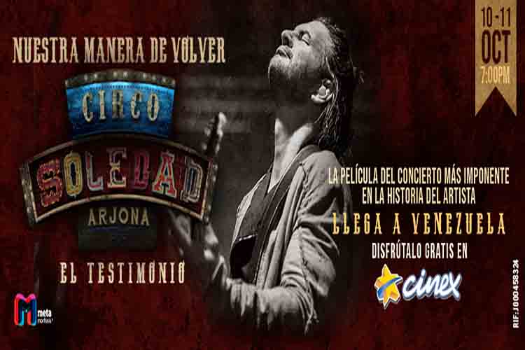 “Circo Soledad en Vivo” de Ricardo Arjona llega a Cinex en exclusiva