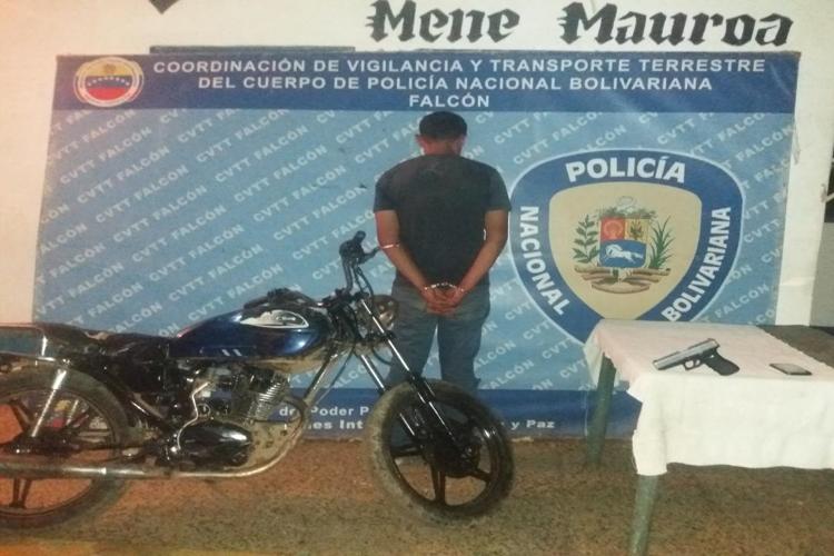 Motorizado es detenido por porte ilícito en Mene Mauroa