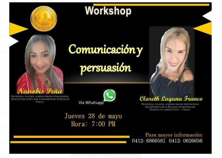 EVO Falcón invita al Workshop de hoy «Comunicación y Persuasión” vía WhatsApp