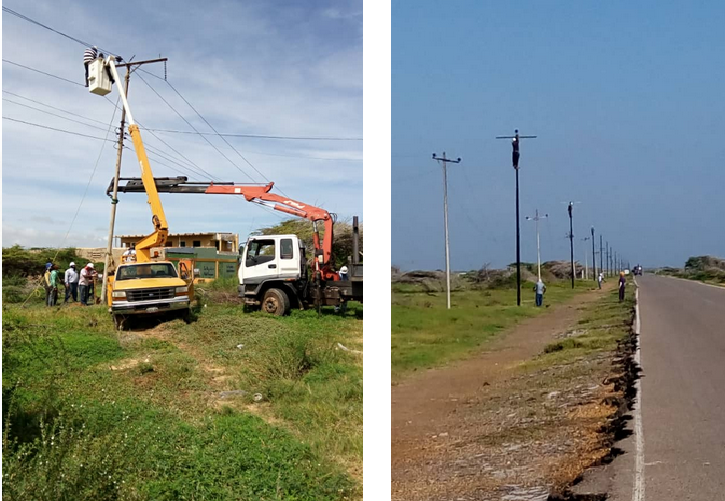 Avanzan trabajos de reemplazo al tendido eléctrico de Adícora