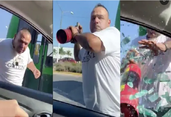 Conductor de bus atacó con extintor a otro chofer que le reclamó por tirar basura (+video)