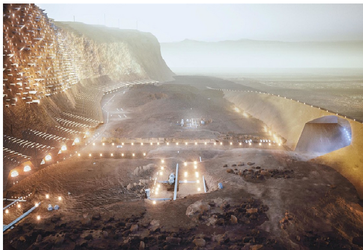 Diseñan una ciudad dentro de una montaña de Marte que sería la capital de una colonia