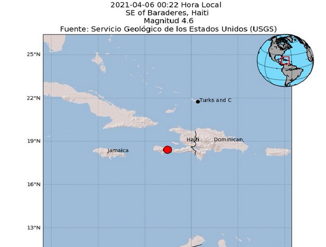 Sismo de magnitud 4,6 sacude suroeste de Haití