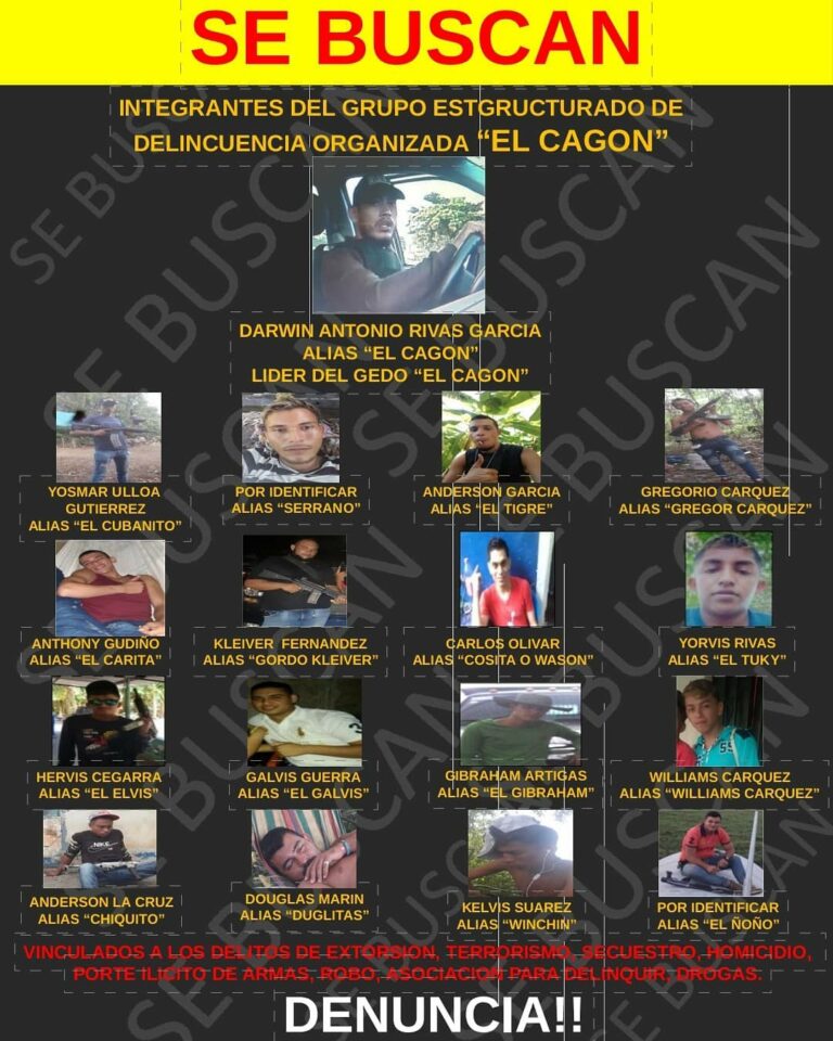 GNB emite comunicado en búsqueda de integrantes de la banda delictiva «El Cagón»