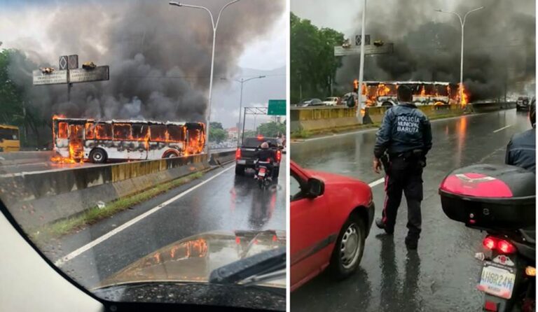 Videos+Fotos: Autobús se incendió en la autopista del Este (+Heridos)