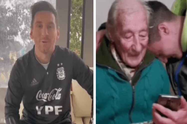 Messi sorprendió al abuelo de 100 años que anota sus goles en un cuaderno (video)