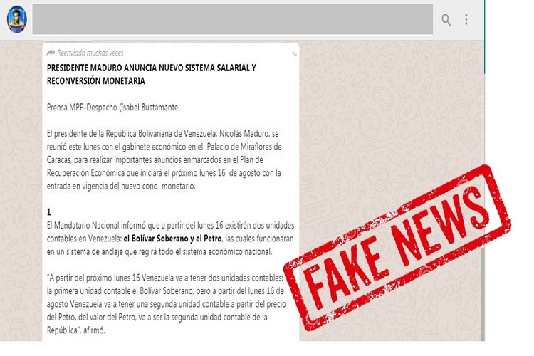 Circula por WhatsApp un Fake News sobre nuevo sistema salarial y reconversión monetaria