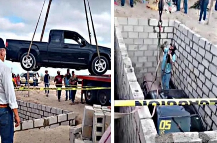 Cumplieron su deseo: Hombre fallece y lo enterraron con su camioneta (+video)