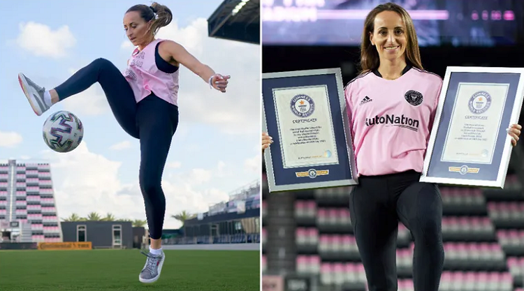 La freestyler de fútbol venezolana Laura Biondo rompe dos récords Guinness