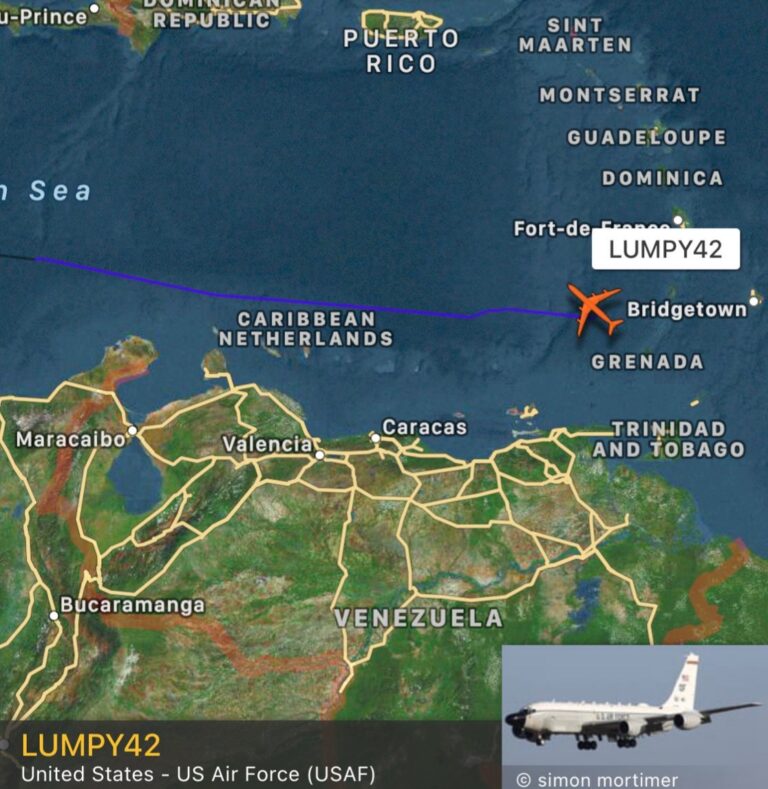 Avión de la Fuerza Aérea de EEUU realizó vuelo de reconocimiento en la frontera marítima venezolana
