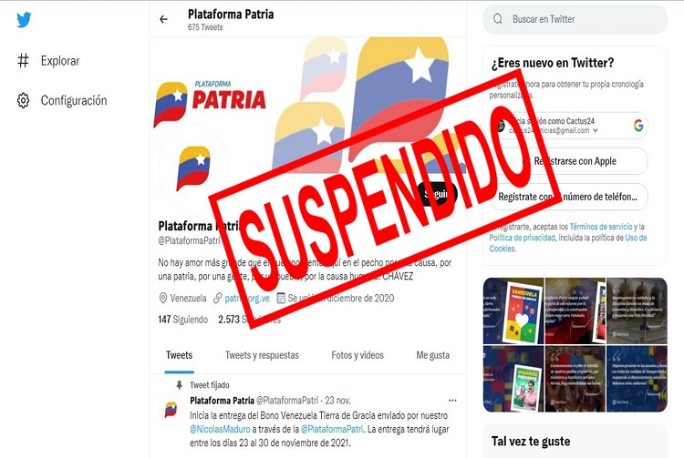 Twitter suspende 277 cuentas afectos al gobierno de Maduro