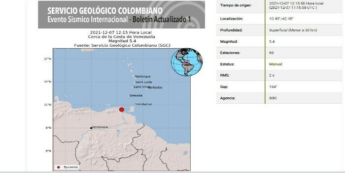 Dos sismos sacuden oriente venezolano