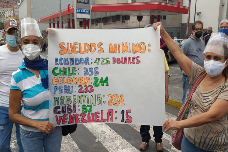 Protestan en el centro de Caracas ante el alto costo de la vida
