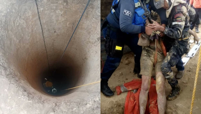 Bomberos rescatan a joven de un pozo de 28 metros
