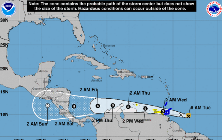 Tormenta Bonnie que pasará por Venezuela, llegaría a Centroamérica como huracán