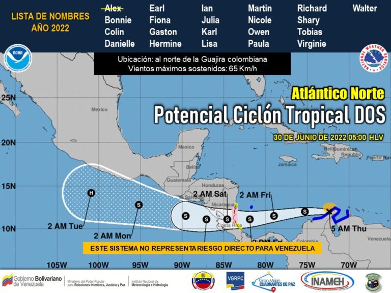 Ciclón tropical se desplaza al norte de la Guajira colombiana