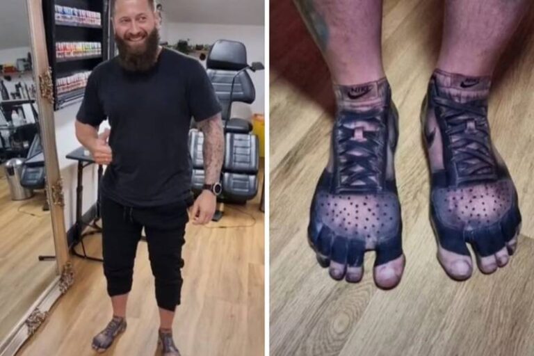 Se tatuó unos zapatos en sus pies porque está cansado de comprar nuevos
