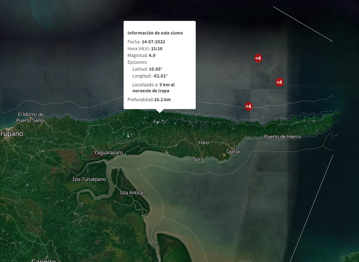 Funvisis reporta temblor de 4.9 en Sucre