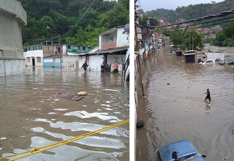 El río Guaire se desbordó en La Línea de Petare por fuertes lluvias
